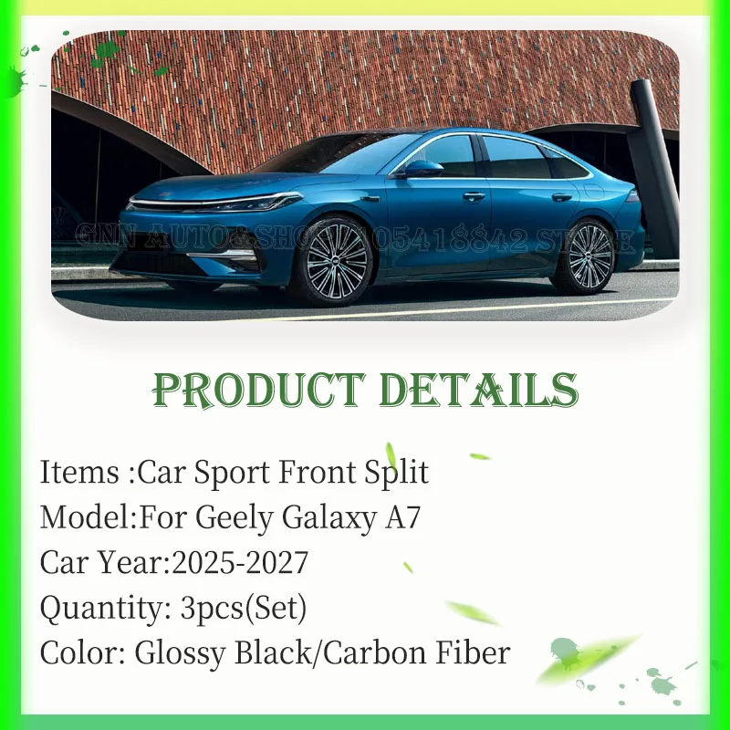 Car Front Bumper Split Lip For Geely Galaxy A7 P181 2025-2027 ABS Modification Splitter Bumper Reinforcement Decoration Body Kit