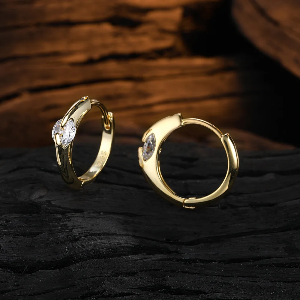 2.5mm Real Moissanite Hoop Earring for Women 2 Color Trend Ear Jewelry Original S925 Sterling Silver D VVS1 Fine Jewelry Huggies