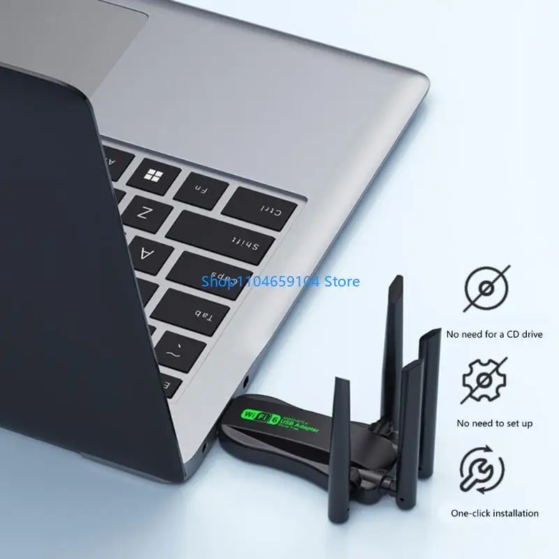 5GHz bandas AX900 USB WiFi 6 adaptadores 900Mbps enchufes conexión inalámbrica rápida y reproduce carcasa a prueba