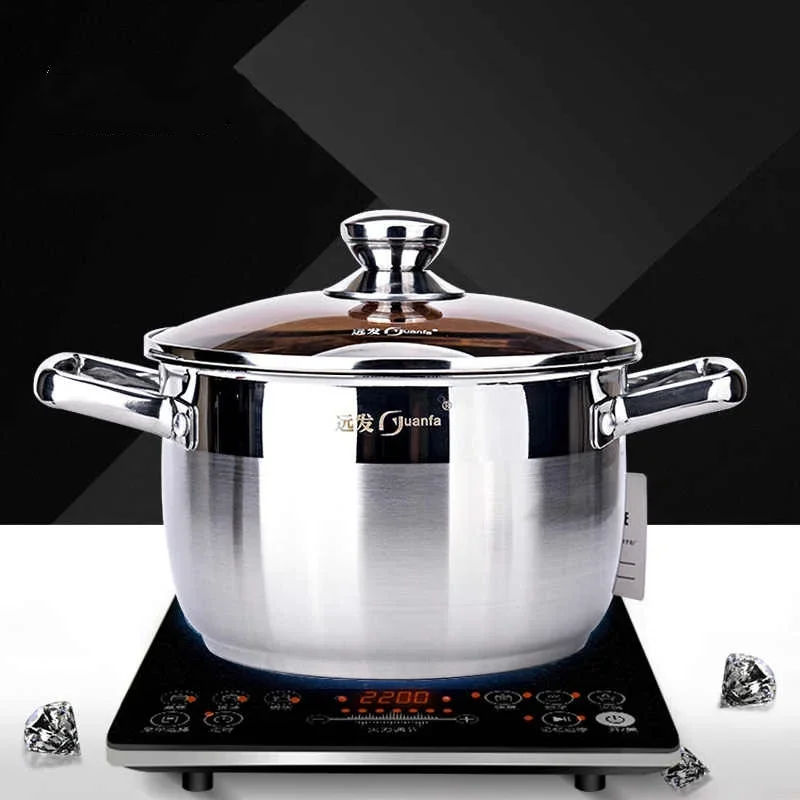 

Thickened Stainless Steel Pot for Far-Off Soup with Double Ear and Thickened Bottom for Gas and Induction Cookers