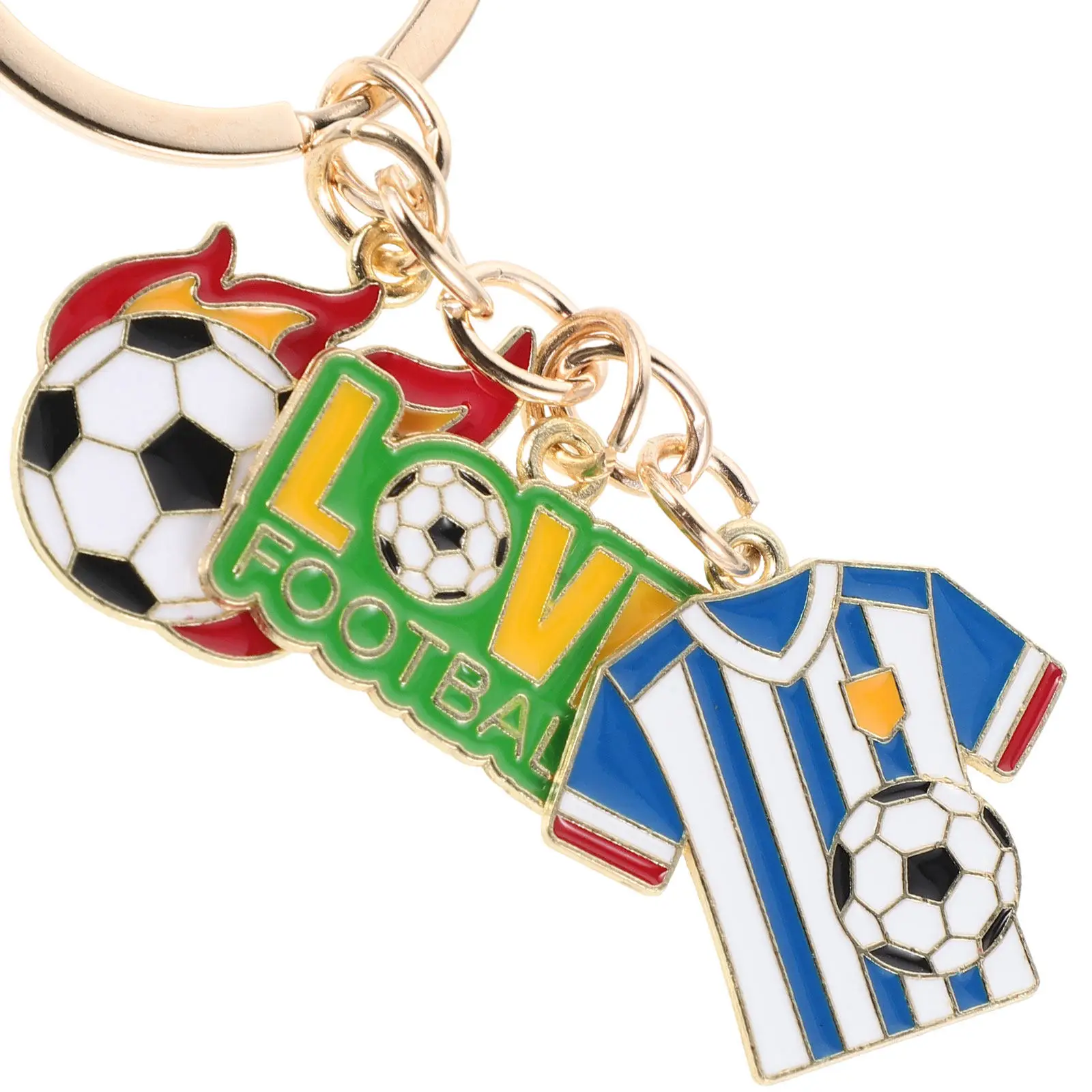 4Pcs Soccer Keychain Set Football Souvenir Mini Soccer Ball Charms Backpack Party Favor Gifts Cartoon Keychain