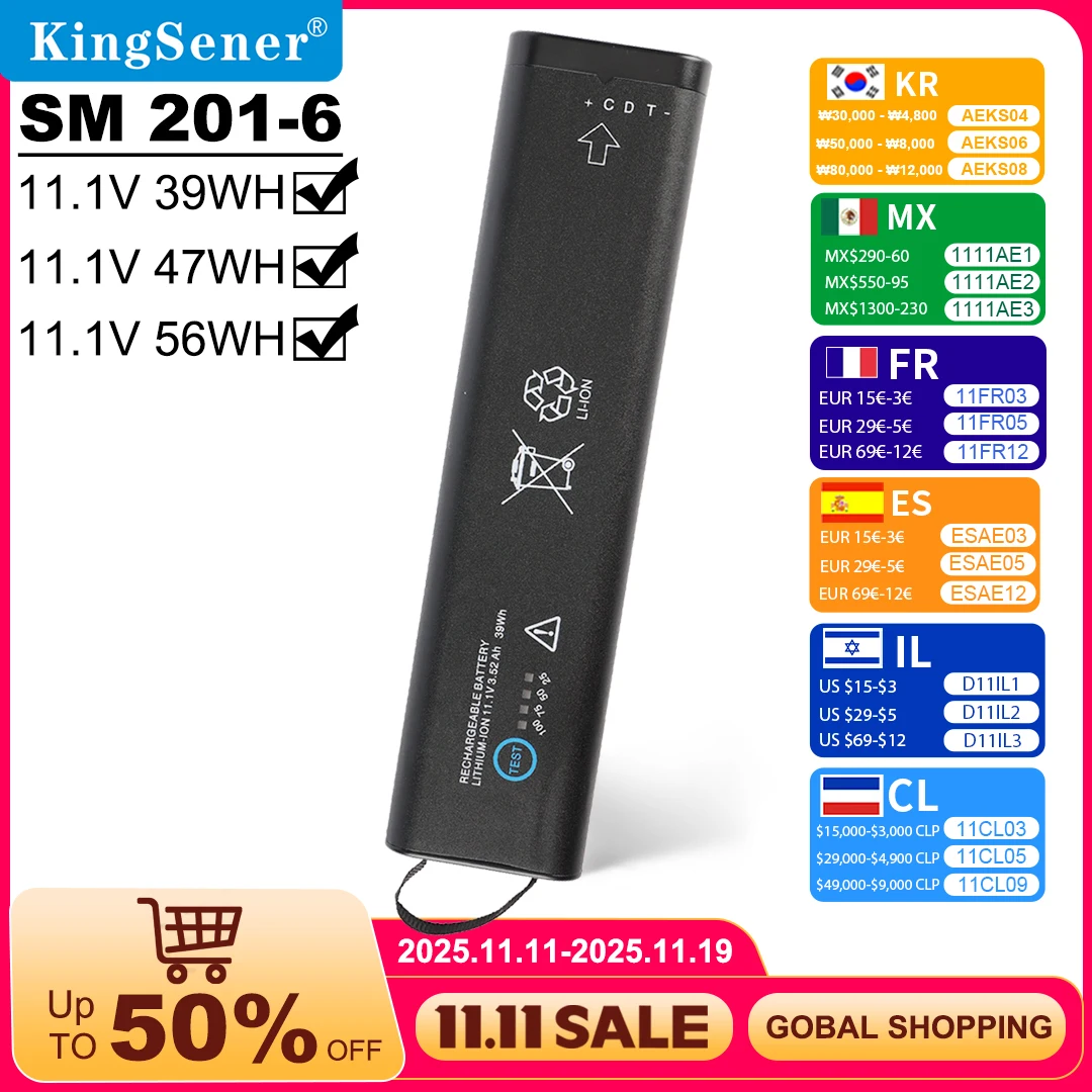 

Умный литий-ионный аккумулятор KingSener SM201-6 для MT9083 MT9083A MT9083A8 MT9083B Z0921A MT9083C MT9082 OTDR 11,1 В 39WH 47WH