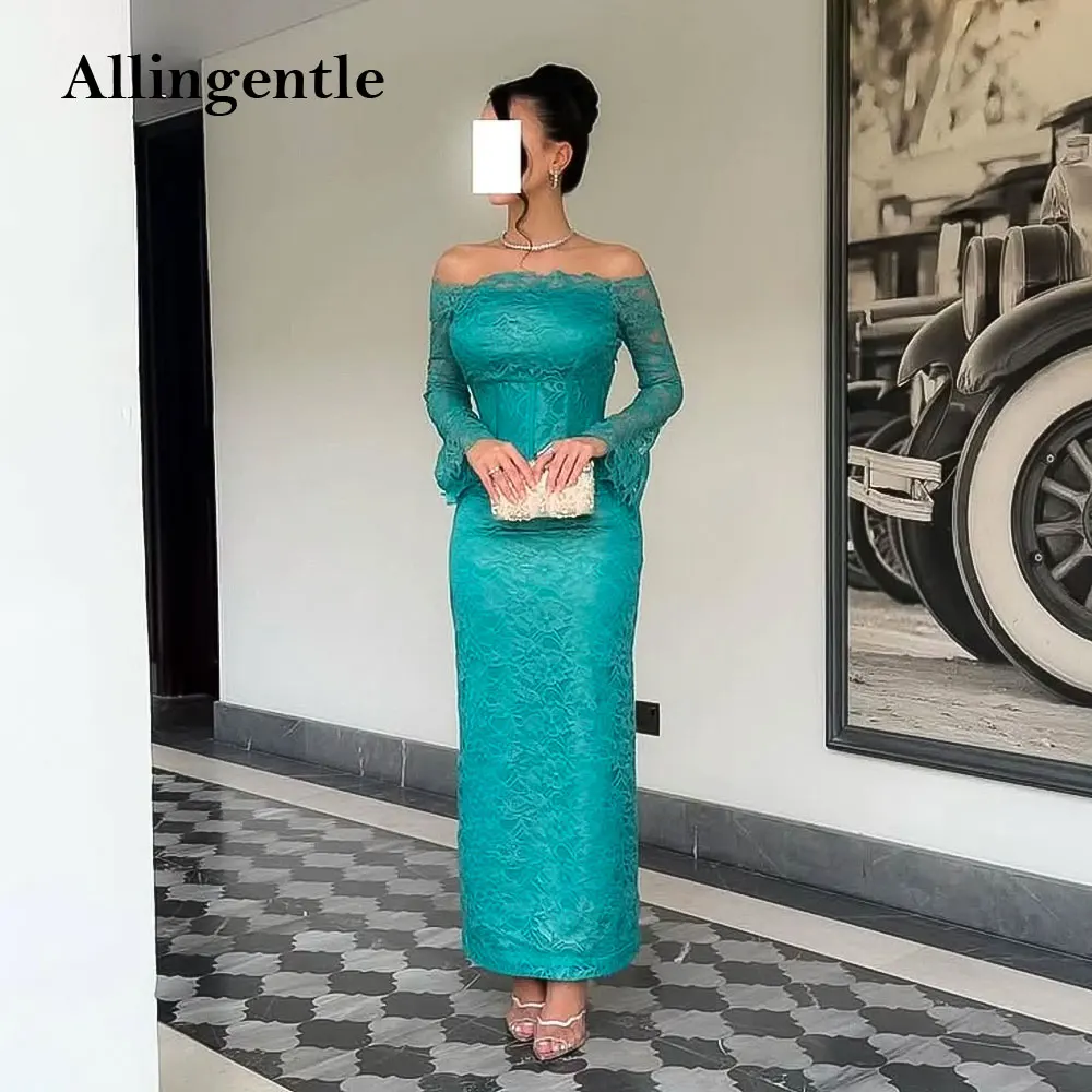 

Винтажные зеленые кружевные вечерние платья с вырезом лодочкой и рукавами-бабочками, пышные вечерние платья для выпускного вечера, халат De Soiree по индивидуальному заказу