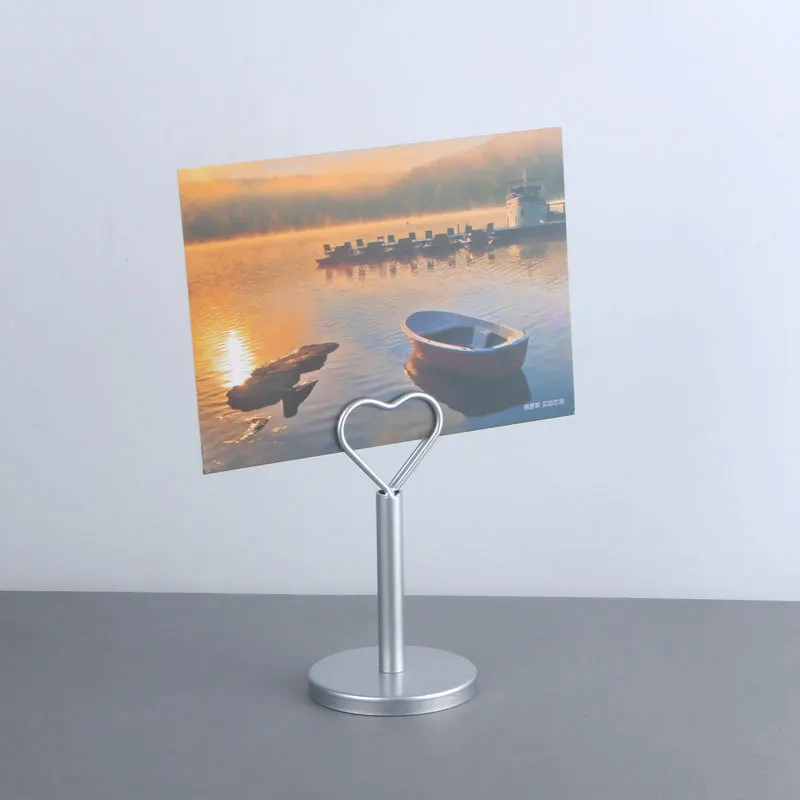 

10pcs Metal Love Shape Table Number Place Price Tag Card Holder Stands Menu Note Clip Wedding Name 11/16/21cm Photo Picture Clip