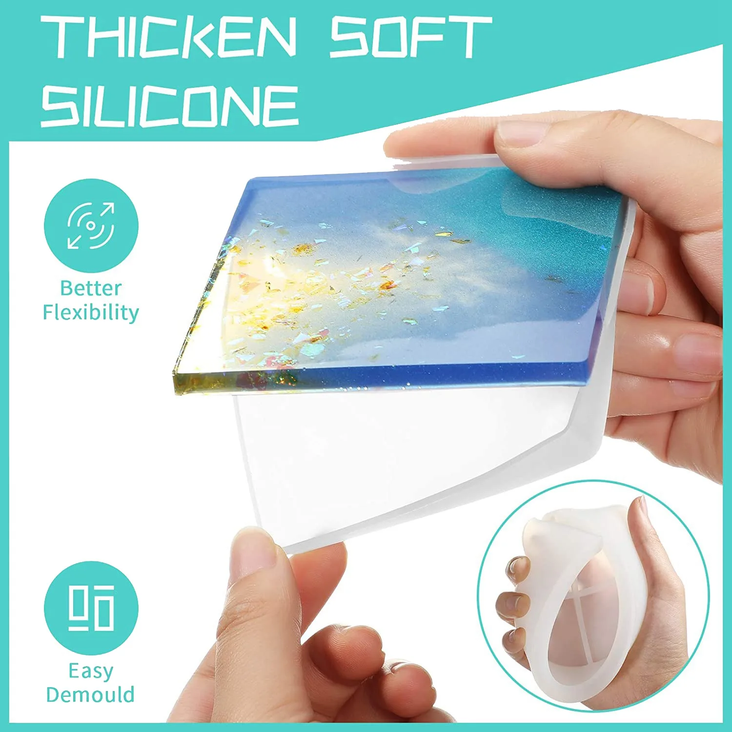 Untersetzer Harz Formen Set Silikon Untersetzer Aufbewahrung sbox Form in Rechteck runde Epoxy Gussform für DIY Kunst handwerk