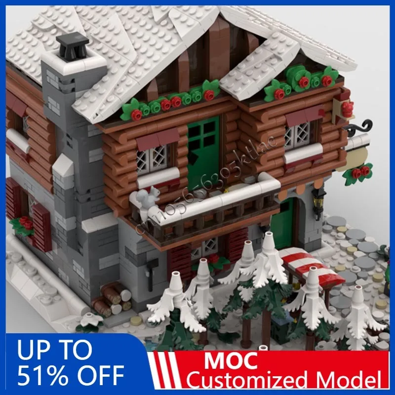 2872 قطعة MOC الشتاء قرية سلسلة الإفطار نزل بناء نموذج لتقوم بها بنفسك تخصيص تكنولوجيا اللغز الجمعية الإبداعية الاطفال اللعب الهدايا