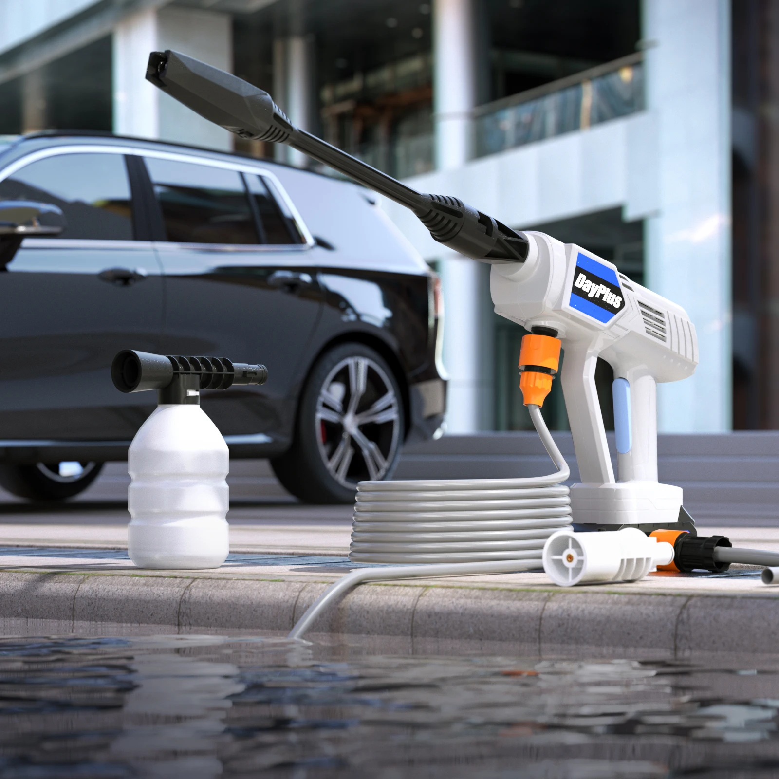 Elektrischer Hochdruckreiniger, wiederaufladbar, geeignet für die Reinigung verschiedener kabelloser elektrischer Wasserpistolen-Schaummaschine, 21 V Akku – Detail 9
