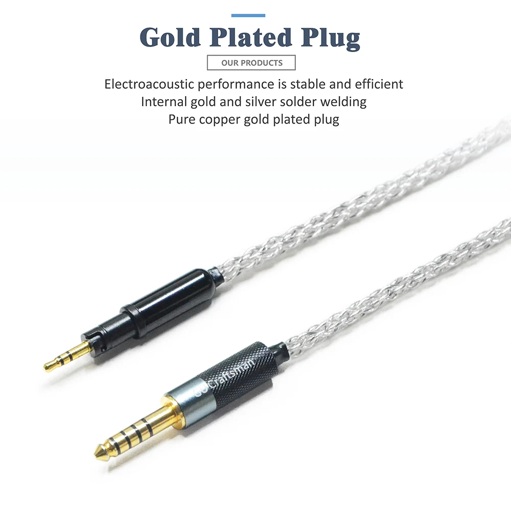 GUCraftsman 5N OFC посеребренный графеновый кабель для наушников для Audio Technica ATH-M40x ATH-M50x ATH-M60X ATH-M70x