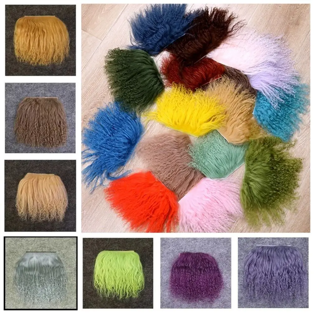 Mongolia Fur Sheepskin Wool Extensions Hair Row Durable Curly Hair Extensions 5*10cm DIY Wig Doll Wig BJD Dolls Wigs