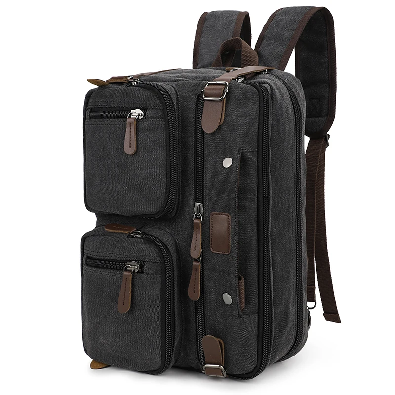 Convertible Backpack Men Laptop Messenger Bag Shoulder Bags Multifunctional Canvas Men Travel Handbag