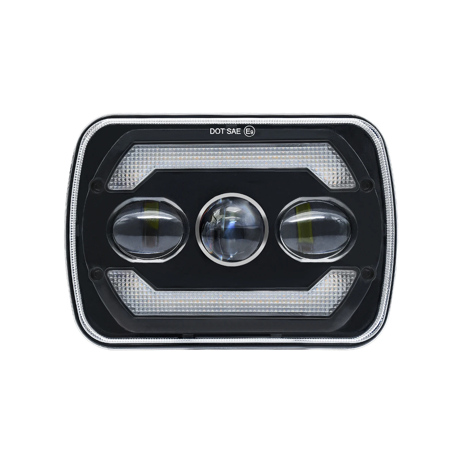 

2Pcs 7 Inch LED Headlights (7x6/5x7 Compatible, 7'' Square Headlamp) 180W 6000K - White High/Low Beam, DRL & Amber Turn
