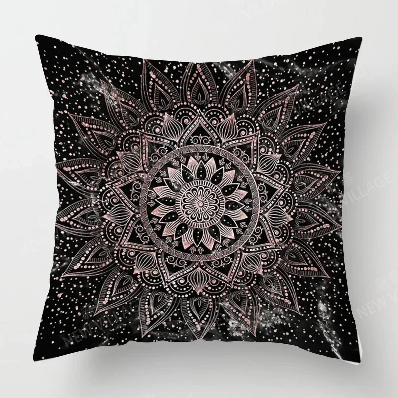 غطاء وسادة ملون بنمط ماندالا مع طباعة قطيفة قصيرة لتزيين أريكة غرفة المعيشة وغطاء وسادة #3