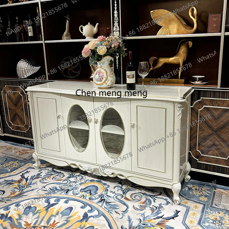 

French solid wood dining side cabinet, European court luxury neoclassical entrance cabinet restaurant locker