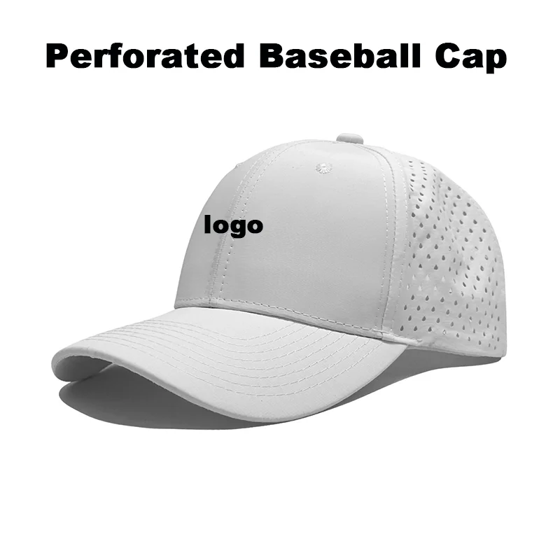 Custom Logo Quick Dry Perforated Baseball Cap Laser Cut Hole Breathable Golf Sun Hat Adjustable Outdoor Sports Visor Cap For Men