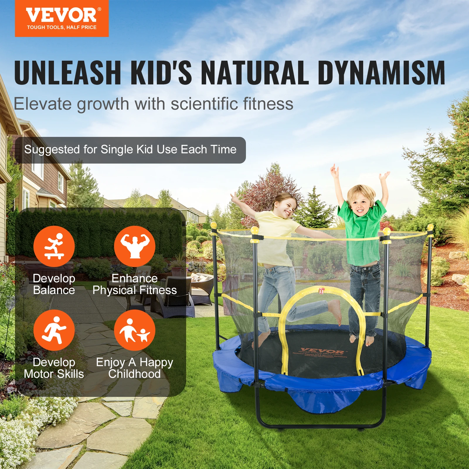 VEVOR 5FT Trampoline for Kids 60\