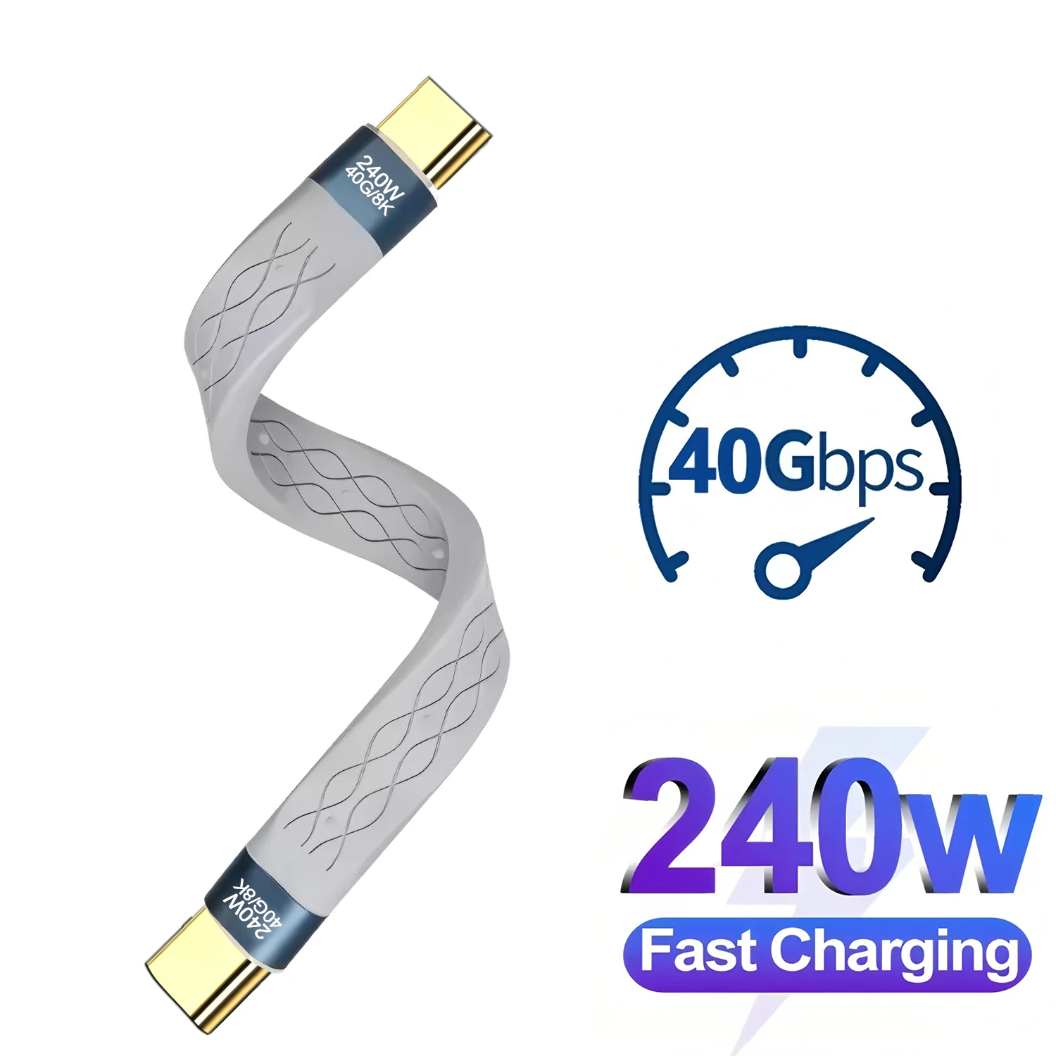 USB 4.0 Gen3 40Gbps FPC Cable PD 240W 5A Fast Charging Type C to Type-C Cable Thunderbolt 4 8K@60Hz Cable USB C Data Cabel