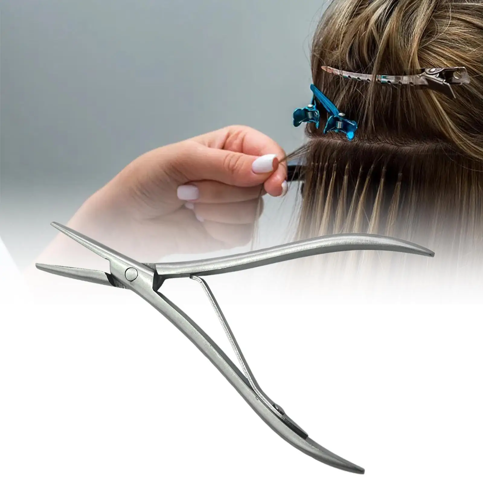 

Hair Extension Pliers Flat Surface Professional Hair Styling Tool Hair Extension Clamp Tool for Links and Micro Rings Extensions