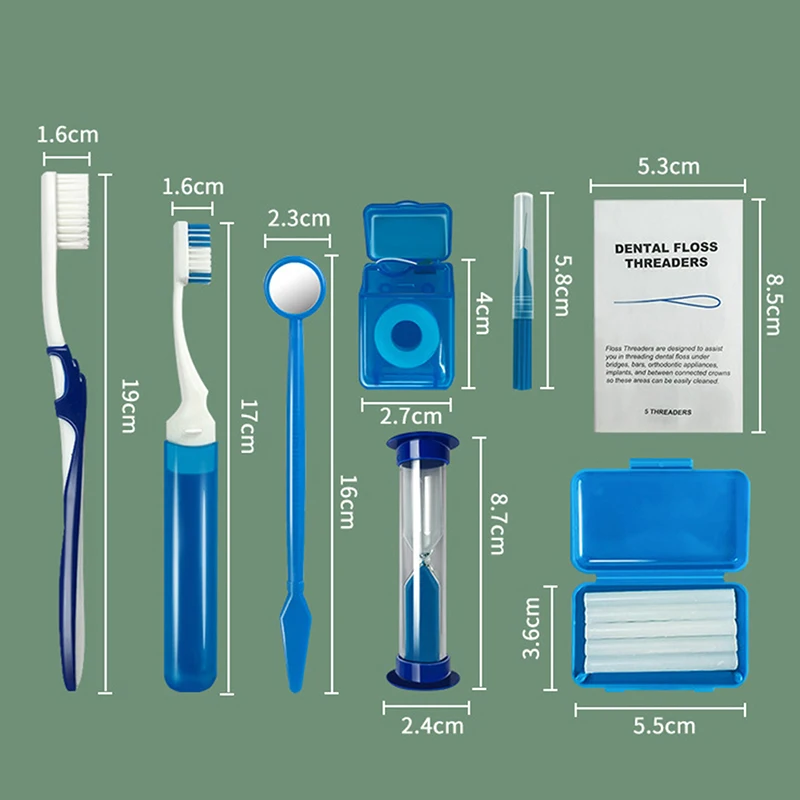 Analyste de soins dentaires orthodontiques, livres buccaux, outil de blanchiment, brosse interdentaire imbibée, fil dentaire, avertir, 8 pièces par ensemble