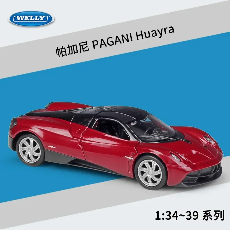 WELLY 1:36 Pagani Huayra Super Toy Car Diecast Modello Tirare Indietro Porte Apribile Collezione Educativa Regalo per I Bambini B18