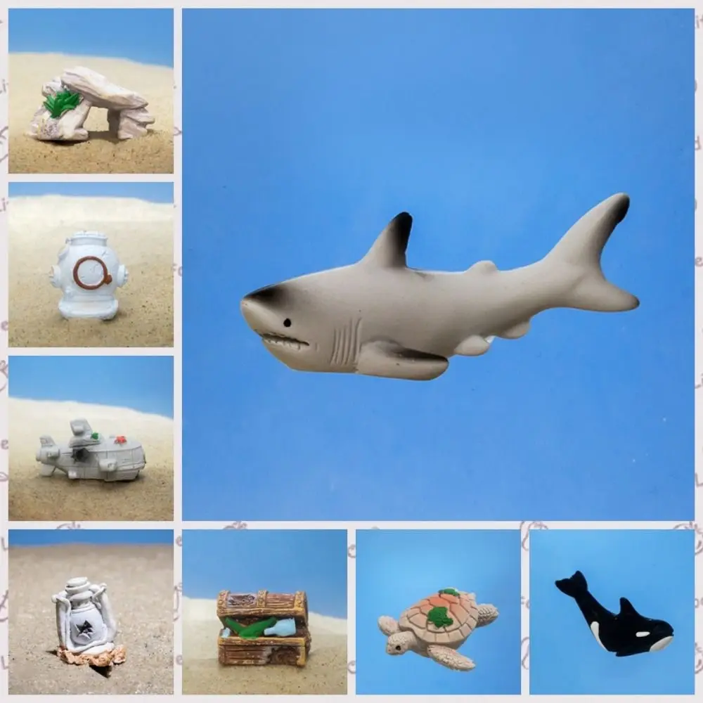 Decorative Mini Whale Micro Landscape Cute Cartoon Simulated Whale Turtle Resin Realistic Submarine Animals Ornaments Fish Tank