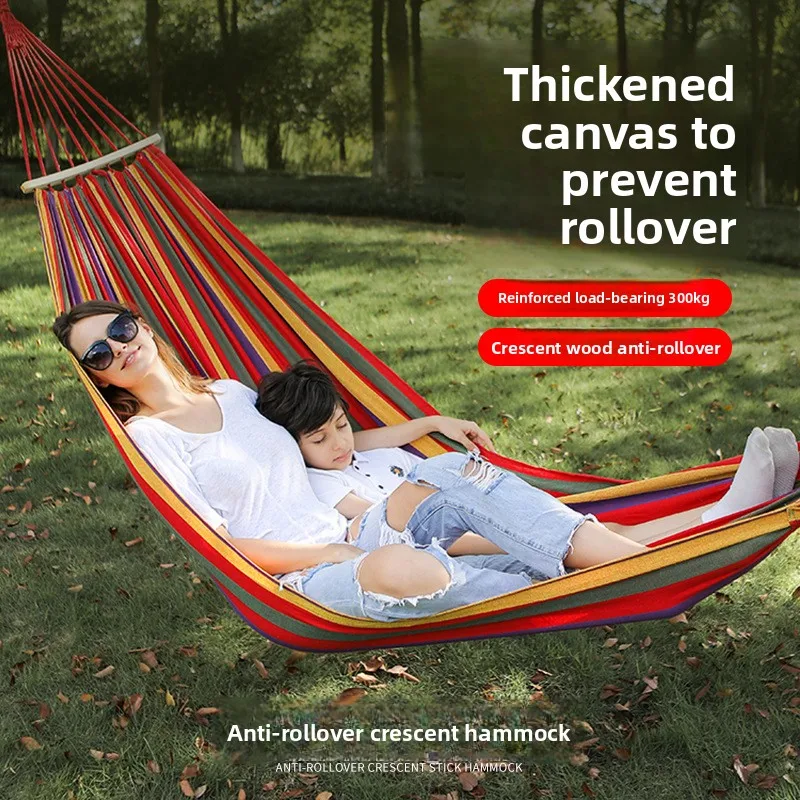 Anti Rollover Double Camping Hammock Portable Foldable Swing Hammock Chair for Outdoor Camping Backyard