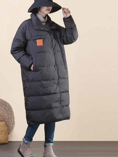 Winter New Women's Down Jacket Loose Commuting Windproof Standing Collar Oversized Down Jacket