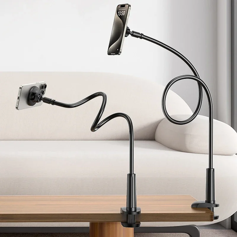 

Magnetic Mobile Phone Stand Gooseneck Office Home 360° Rotation Bed Table Foldable Holder with Metal Rings for iPhone 16 15 14