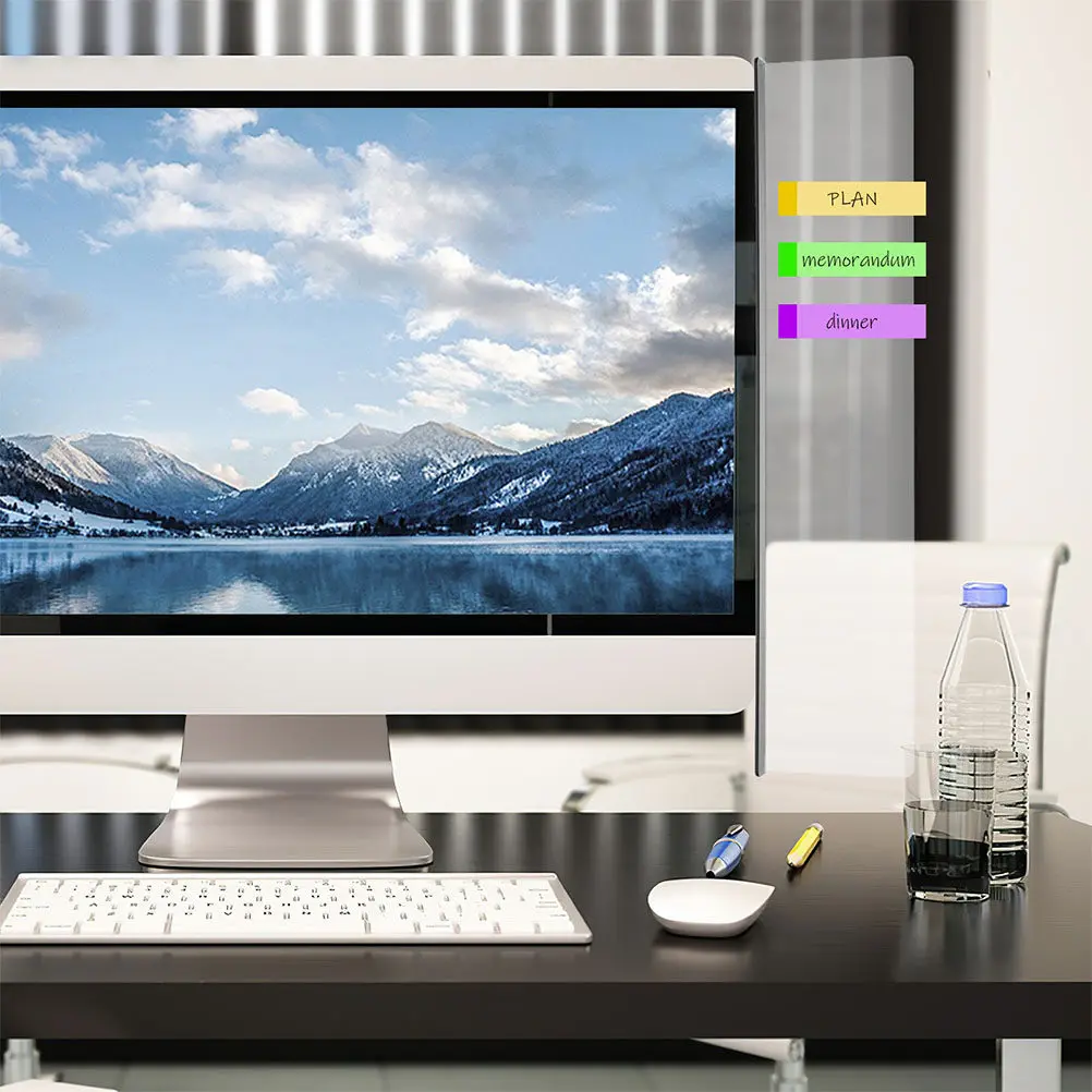 3Pcs Monitor Side Memo Board Clear Acrylic Computer Screen Note Holder Reusable Adhesive Desktop Organization Office Home Desk