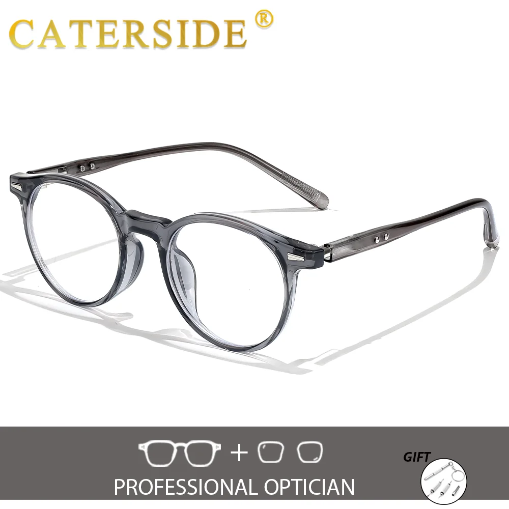 CATERSIDE Unisex Optical Glasses 1.56 Refractive Index Circular Lenses Prescription Eyeglass Versatile Myopia Reading Glasses