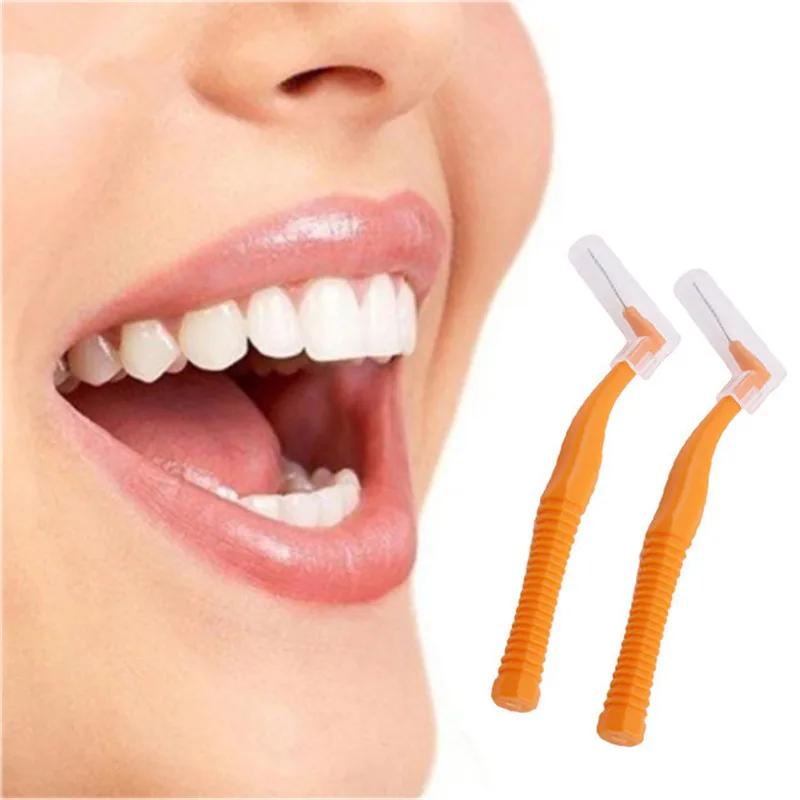 20 pz/scatola sbiancamento dei denti a forma di L Push-Pull spazzolino interdentale igiene orale dente dentale Pick dente spazzolino da denti ortodontico