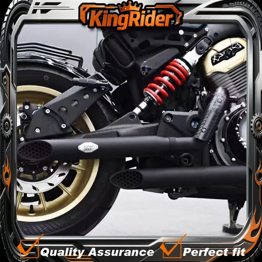 Napoleon modified eight-hole exhaust system, right-side dual exhaust, deep, resonant sound. Fittings for BENDA 500 bob500.