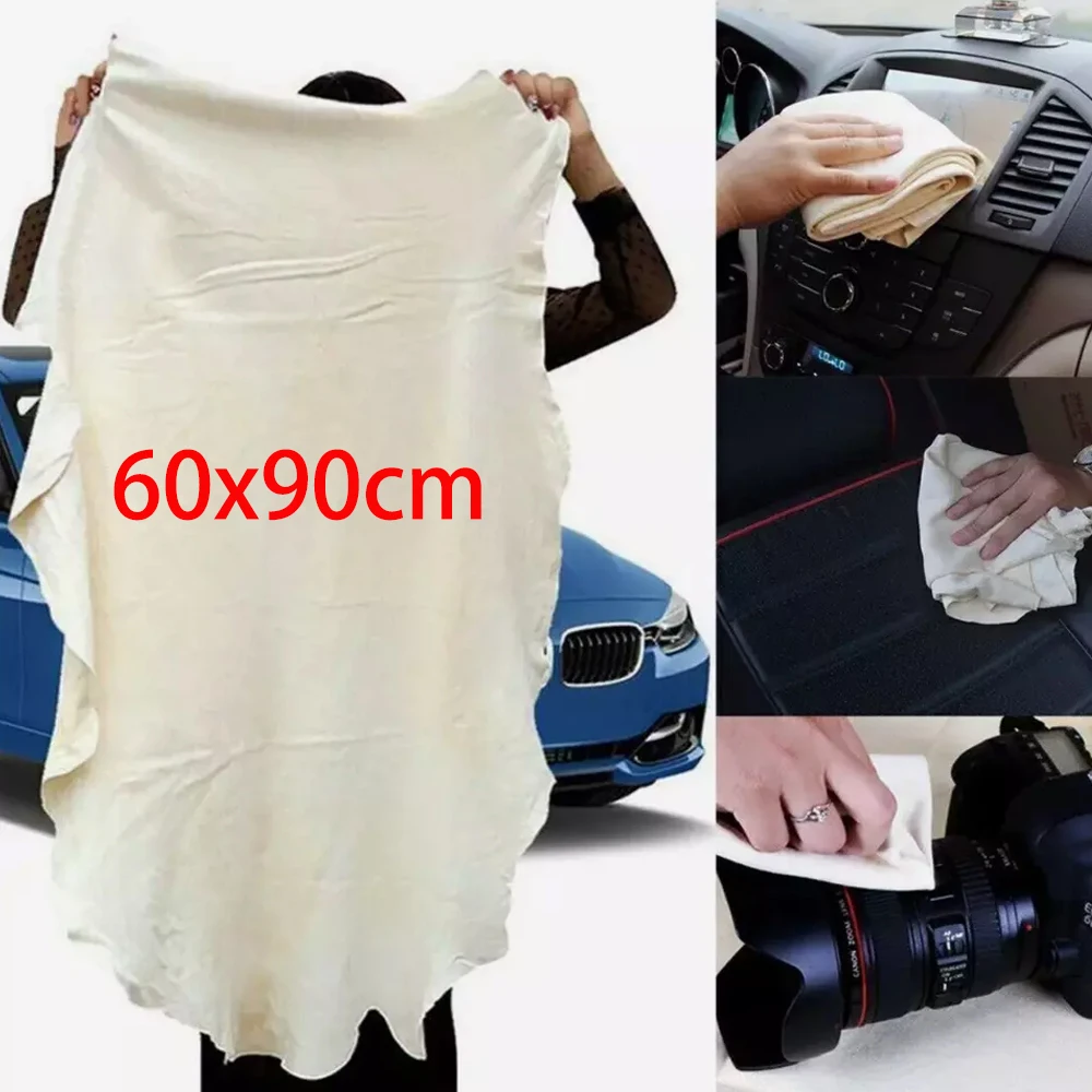 60x90cm Natural Chamois Leather Cloth Extra Large Car Cleaning Washing Drying Towel Home Kitchen Glass Cleaning Cloth Towel