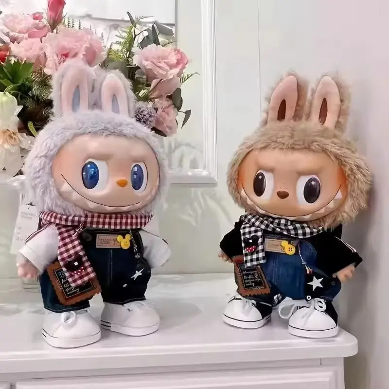 Labubu Clothes 38cm 마카롱 몬스터 천 Chill 펜던트 충전 인형 수집가를위한 수제 선물 장난감