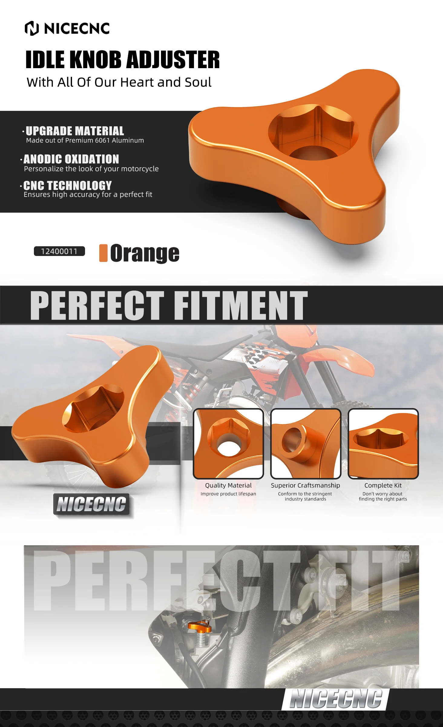 NICECNC Für KTM EXC 300 EXC 250 XCW 300 250 150 2024 Motorrad TPS Leerlauf Knopf Teller SX 125 SX 250 SX XC 125 250 300 2023-2024 – Detail 1