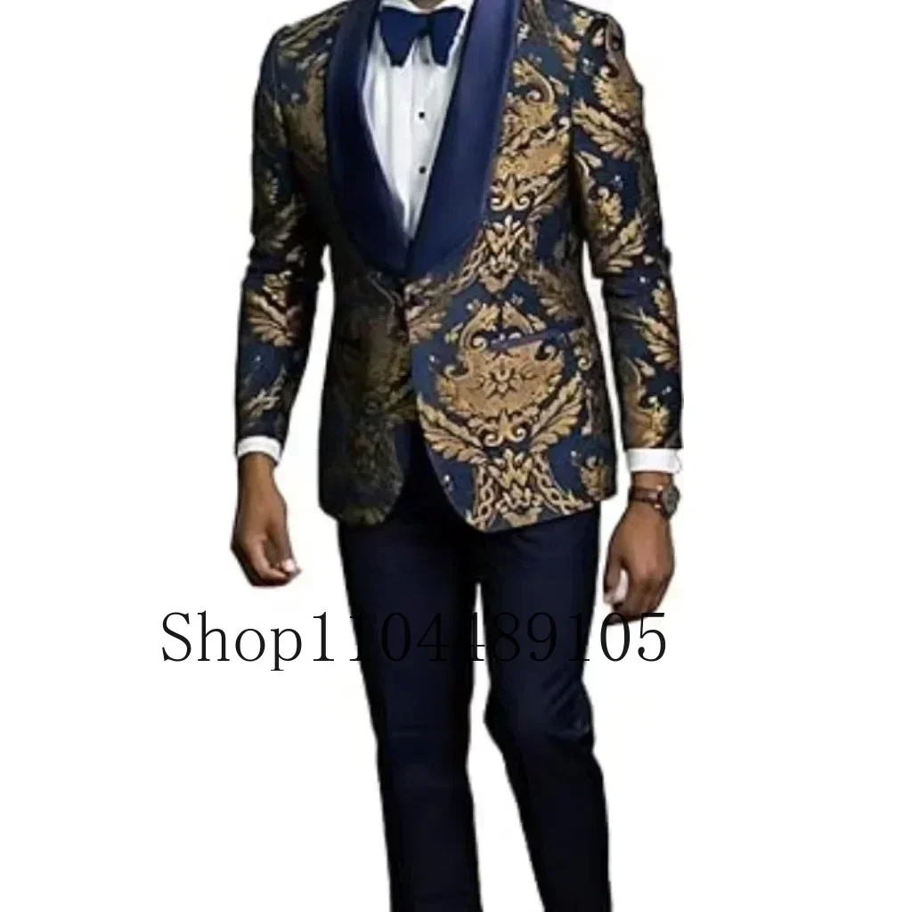 

Wedding Suits for Men Shawl Collar Two-piece Men's Suit One-breasted The Latest Formal Jacket with Peak Lapel for Celebrities