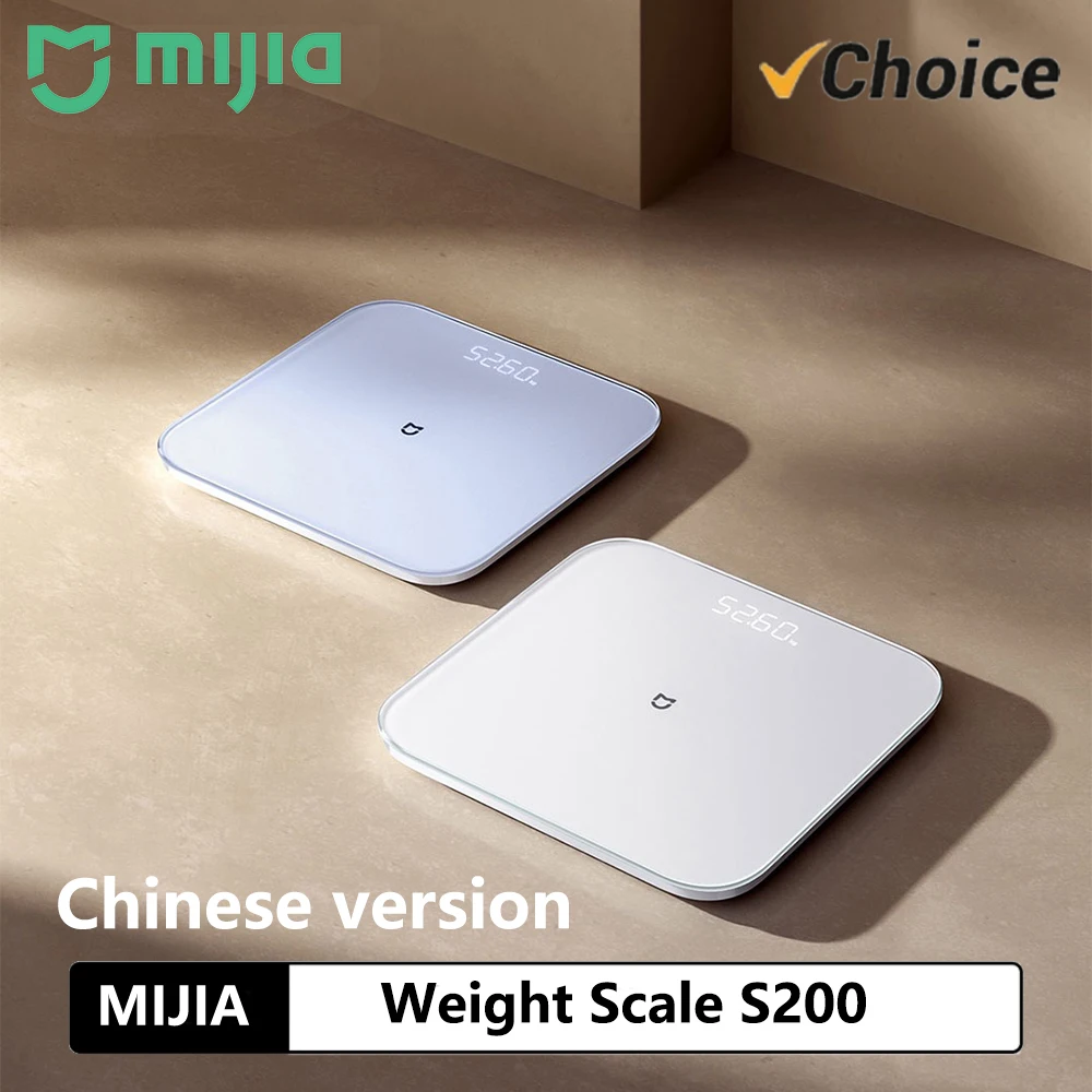 Original MIJIA Scale S200 Bluetooth Digital Weight Scale with Tempered Glass Platform and Mi Home App Sync for Home Use *CN*