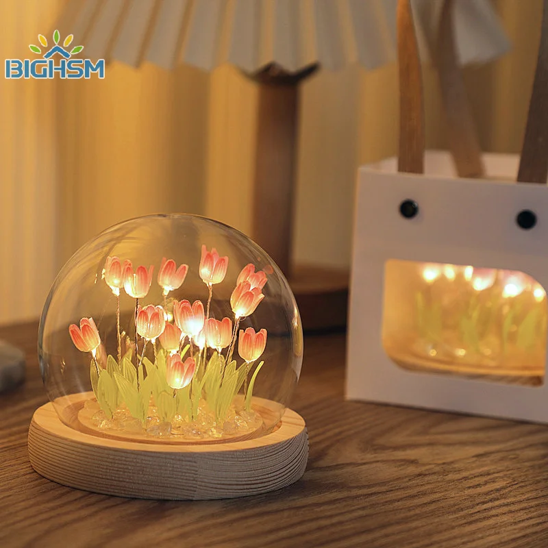 Tulip Night Lights Diy Material Package Creative Lamp Home Decoration Valentine\'s Day Holiday Gift For Family Surprise