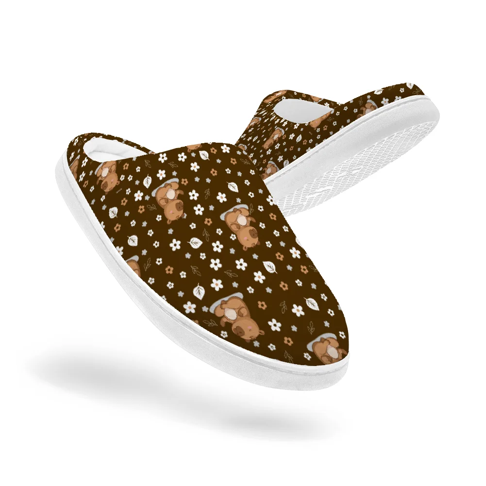 Домашние хлопковые тапочки с принтом медведя, сохраняющие улыбающиеся, для высококачественной плюшевой повседневной теплой обуви, термотапочки