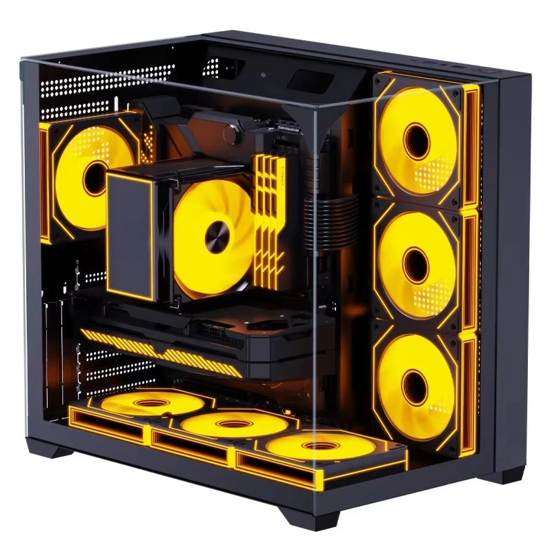 CS015PRO 3 الجانب الزجاج 7 مراوح ATX PC حالة اللوحة الأم الباعثة للضوء دعم 5 فولت 3Pin ARGB سطح المكتب ATX اللوحة الأم