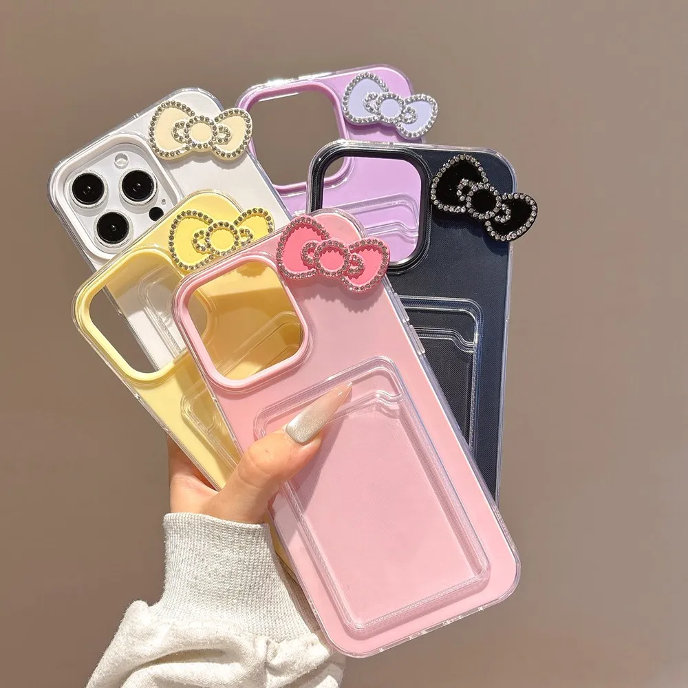 حافظة لهاتف آيفون 16 15 11 12 13 14 Pro Max ثلاثية الأبعاد لحماية القوس غطاء جيب للبطاقات الخلفية