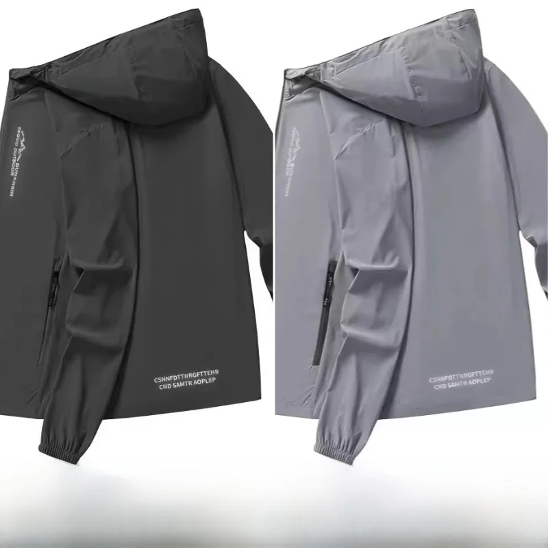 

2025 New Ice Silk Ultra-Thin Men's Sun Protection Clothing Fiing Jaet Loose Fit Youthful Long Sve Hooded Zipper Pure C...