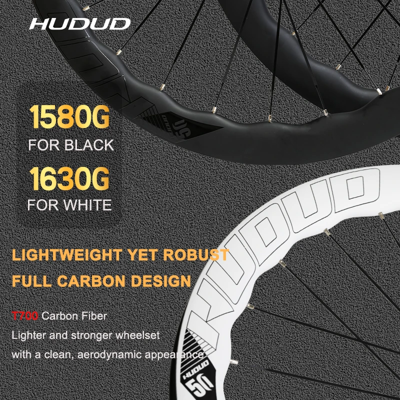 HUDUD V1 Carbon Wave Wheelset | 1580G | Black or White | With or Without Logo |  Front 2 Rear 4 Bearing Hub | 120 Engagement