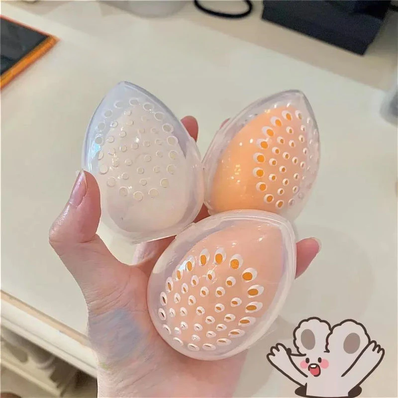 Portable Traveling Makeup Sponge Organizer Box Pink White Egg Shape Plastic Box Powder Sponge Beauty Egg Box Cosmetics Tools