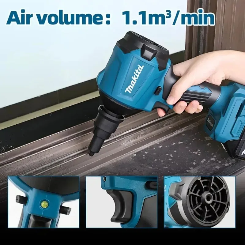 Makita DAS180 Bare Tool 18V Cordless Brushless Air Blower With Inflator Nozzle For PC And Garage Workshop Dust Cleaning