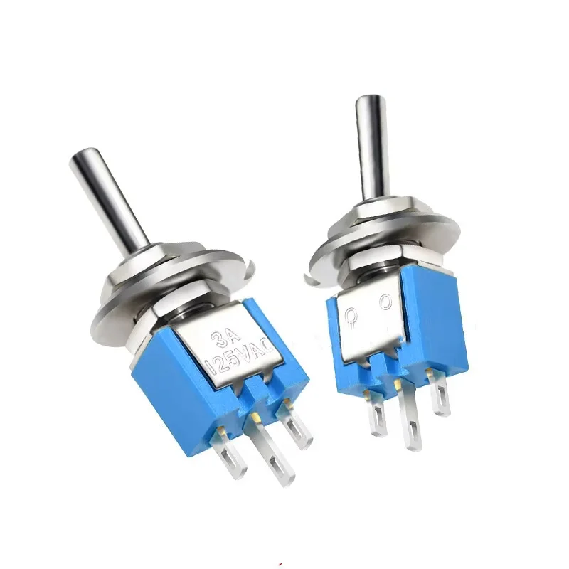 Mini Toggle Switch ON-ON Latching SPDT 3-Pins 3A 125VAC 1.5A 250VAC With Solder Terminal 2 Ways SMTS-102