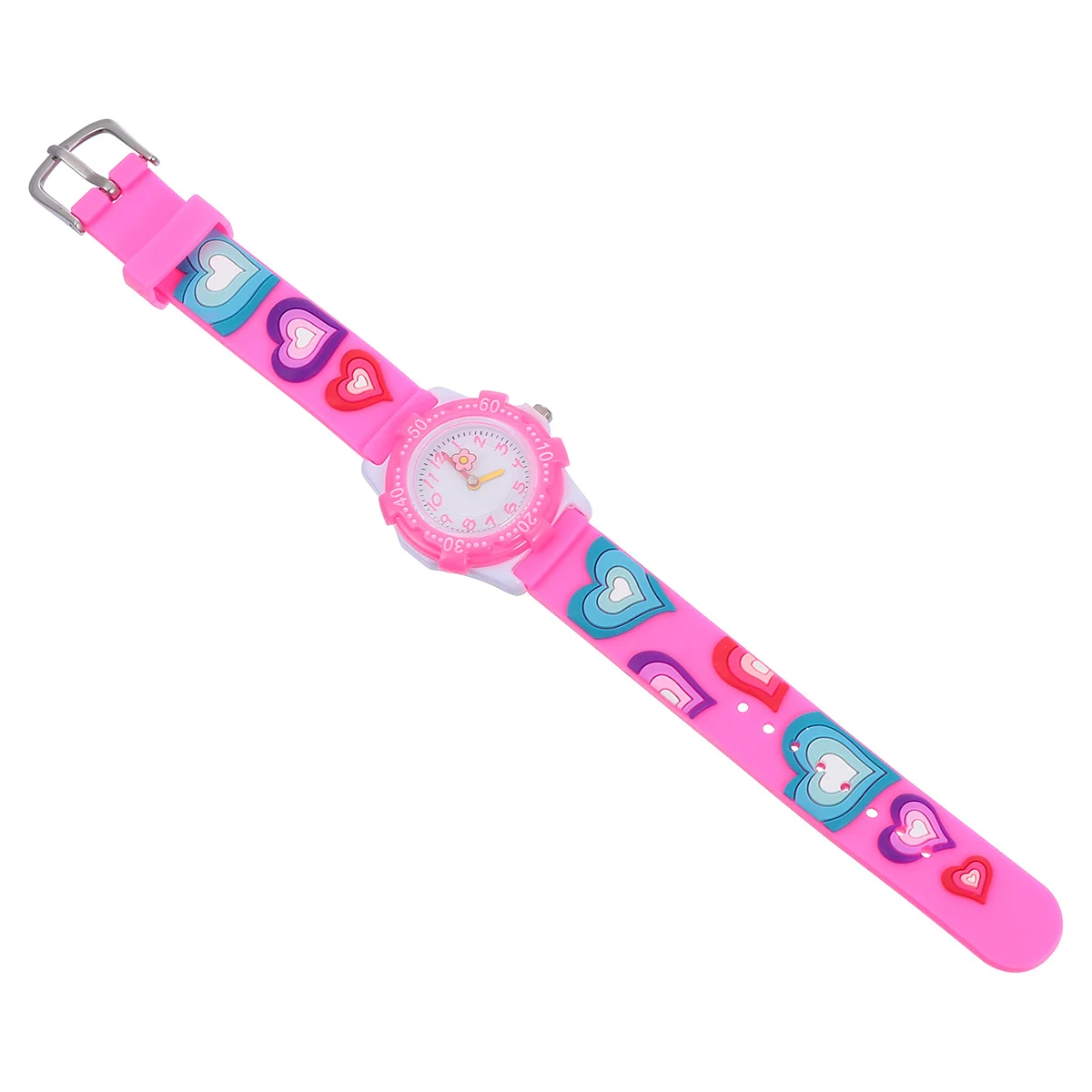 Cartoon Watch Floral Pattern Adjustable Strap Waterproof Wristwatch Colorful Learning Time Concept Gift