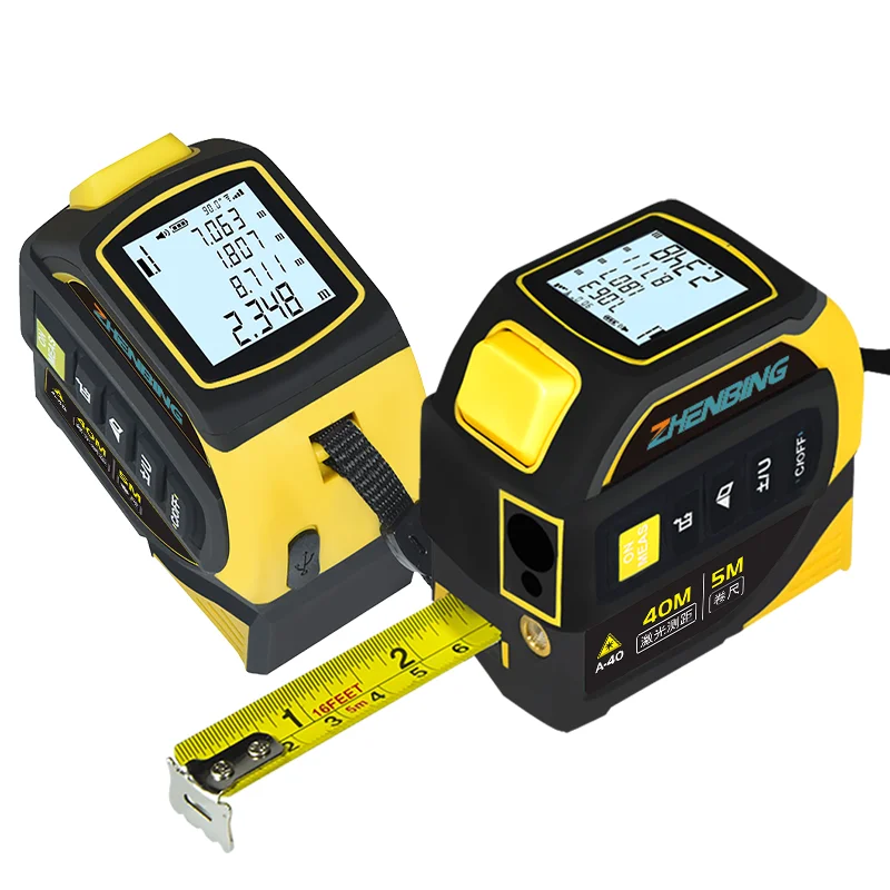 ZHENBING 40M High Accuracy Mini Size Laser Measuring Meter Digital Measuring Tape Laser With Cross Line Laser