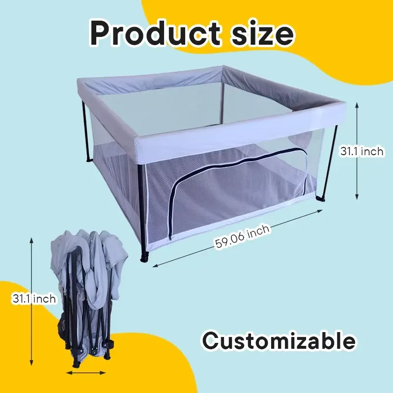 Modern Portable Folding Baby Fence Safe Customizable Color Versatile Use Outdoor Eco-Friendly Bedroom