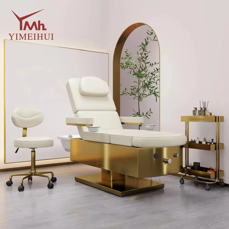 3 in 1 Beauty Professional Luxury Design Facial Pedicure Bed Multi-Functional Face Care Beauty Shampoo Bed Wih Foot Bathtub