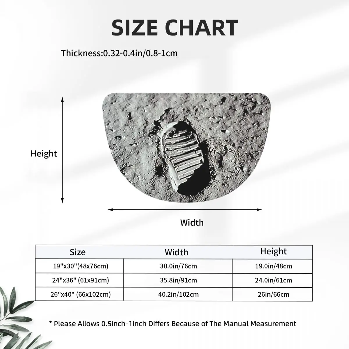 Footprint On The Moon By Buzz Aldrin Apollo Flannel Half Round Doormat Non Slip Bathroom Mat Absorbent Floor Carpet for Garage